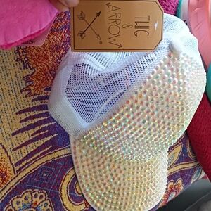Justice White and Iridescent Mesh Hat